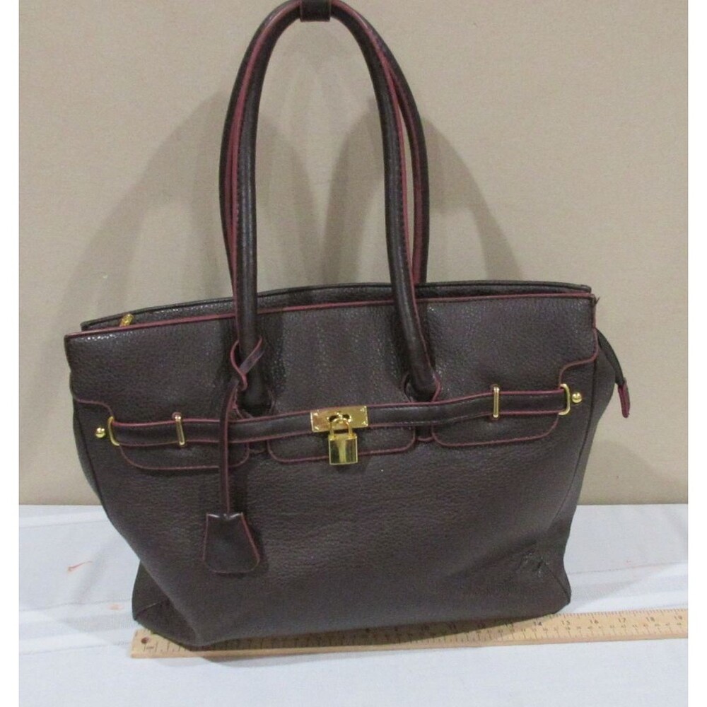 Adrienne Vittadinio Laptop/computer  Handbag Women Brown 13x15x5.5" Faux Leather
